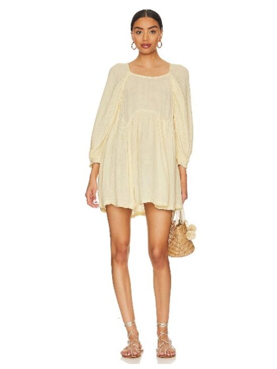 Free People Dresses & Skirts - Free People Lemonilla Yellow Adler ¾ Sleeve Tunic Dress sz S
